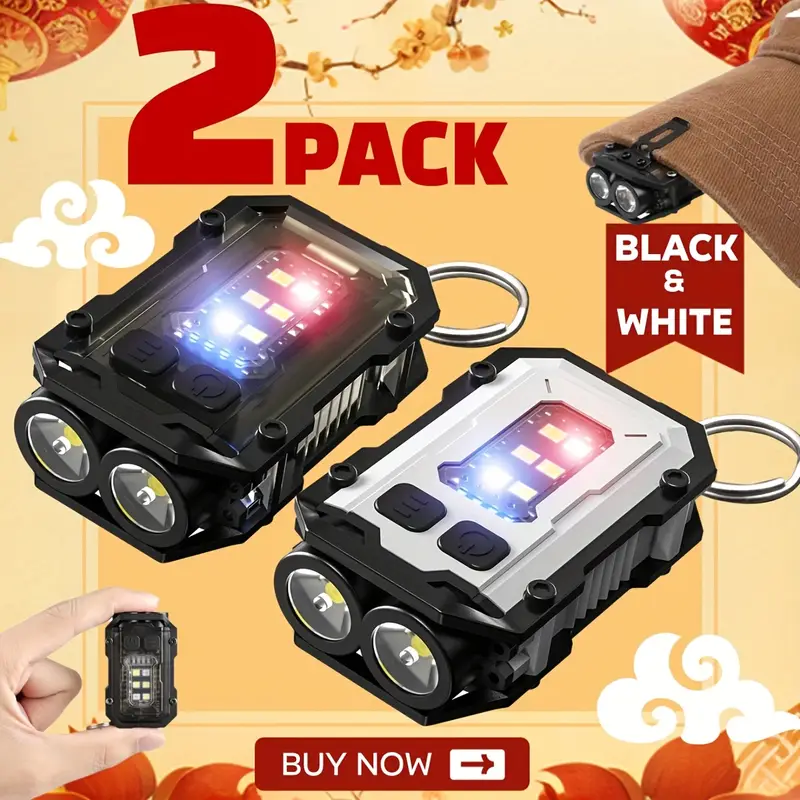 Keychain Flashlight - Clip-On Flashlight Rechargeable Mini EDC Keychain