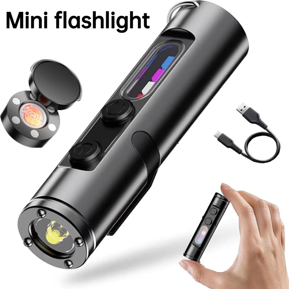 Keychain Flashlight - Mini Outdoor Flashlight Type C Rechargeable