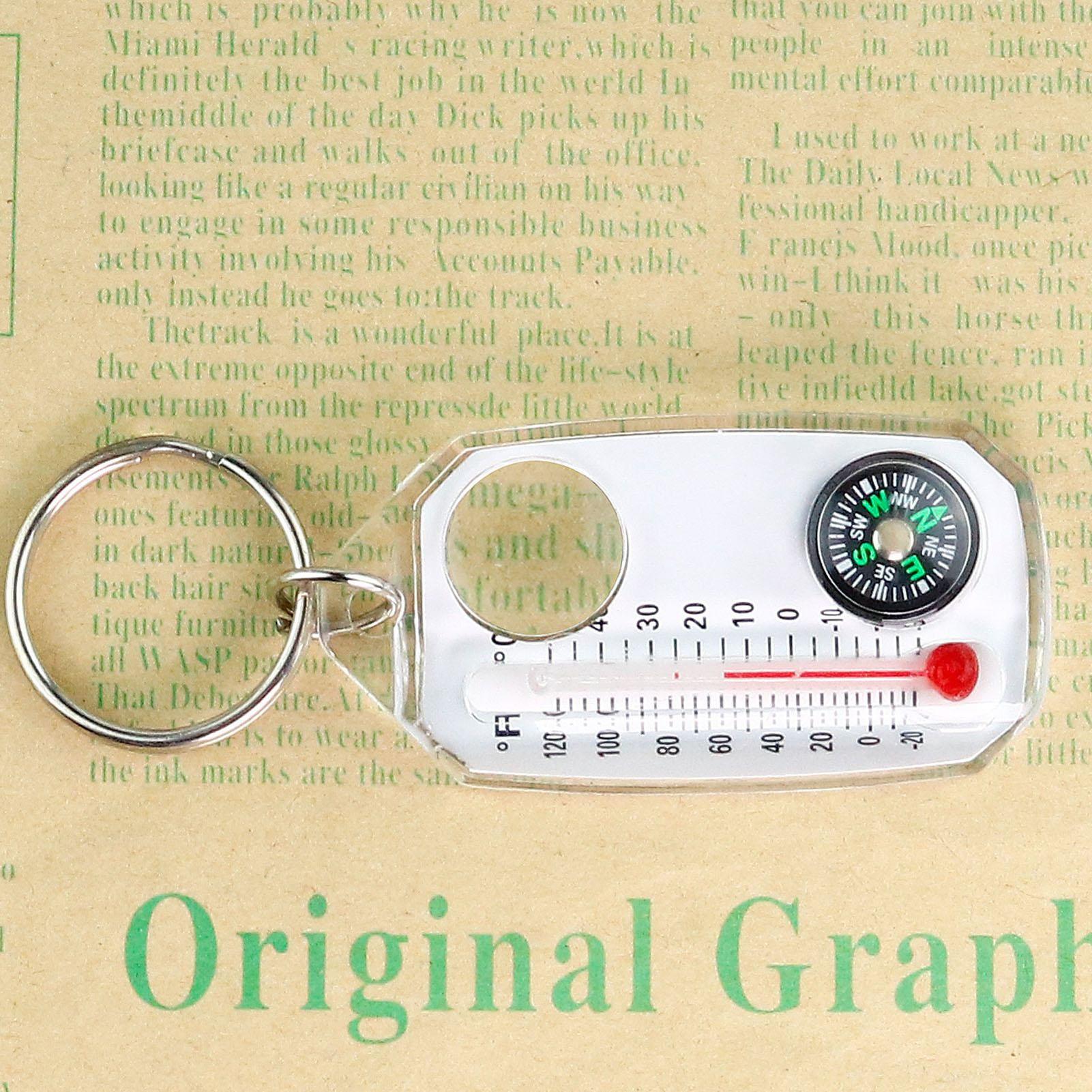 Compass Keychain Mini - 3in 1Pocket Survival Compass Multifunction Mini
