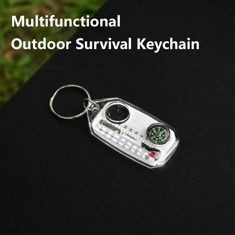 Compass Keychain Mini - Outdoor Equipment Compass Thermometer Magnifying Glass