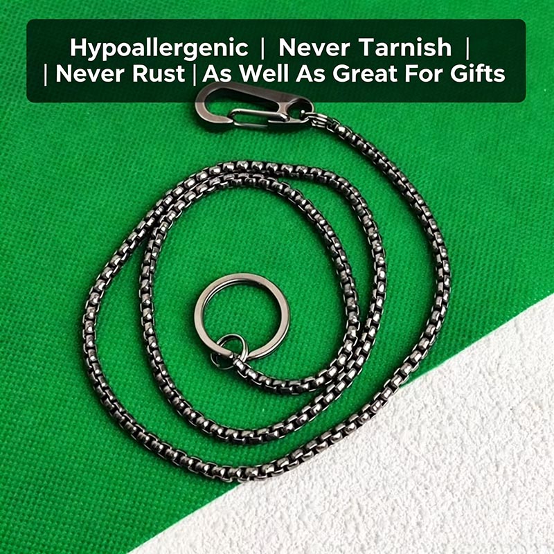 Wallet Slim Titanium - Titanium Wallet Chain for Men, 4mm