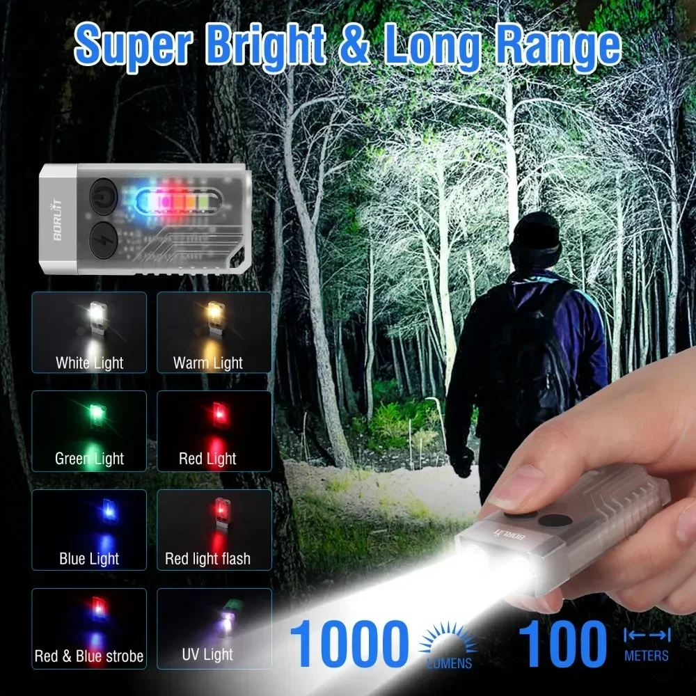 BORUiT V10 Keychain UV LED EDC - Keychain Flashlight ulasan dan harga