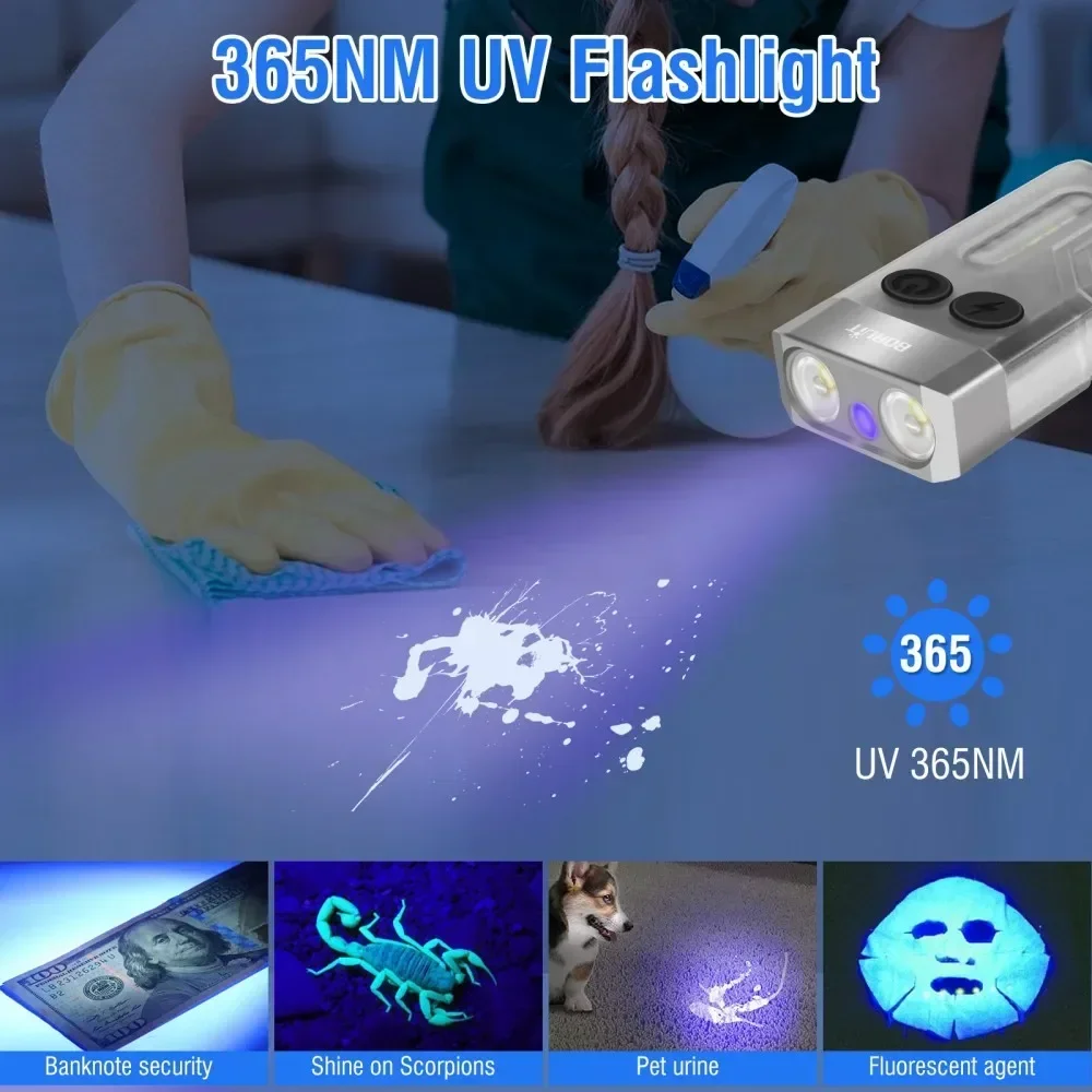 BORUiT V10 Keychain UV LED EDC - Keychain Flashlight ulasan dan harga