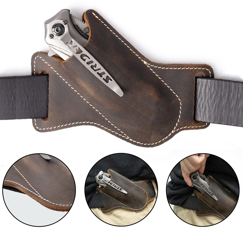 Leather Folding Knife Sheath,  - Edc Carry Pocket Pouch ulasan dan harga
