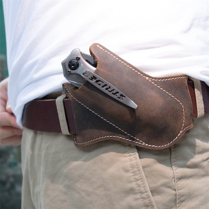 Leather Folding Knife Sheath,  - Edc Carry Pocket Pouch ulasan dan harga